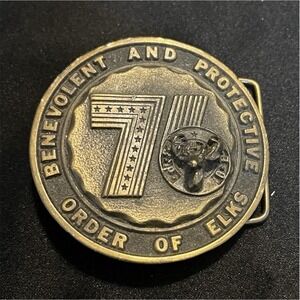 Benevolent and Protective Order of Elks Brass Round Belt Buckle 1975 Collectible